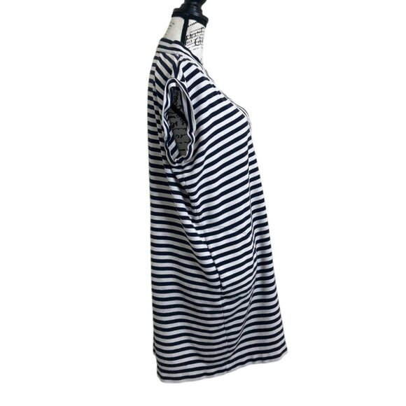 ATM Women's Stripped Dress Pima Cotton Cover-Up Pockets White Blue Size M - Picture 2 of 9